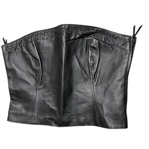 NWT David Benjamin Women’s Black Leather Bustier Size 18 – Beaded Embroidered
